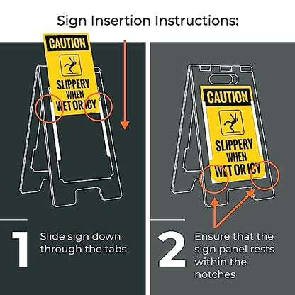 Caution Slippery When Wet Or ICY Sidewalk Sign Kit, (SI-76037) - size: 10x16 Inches, style: A-frame + 2 Panel Kit