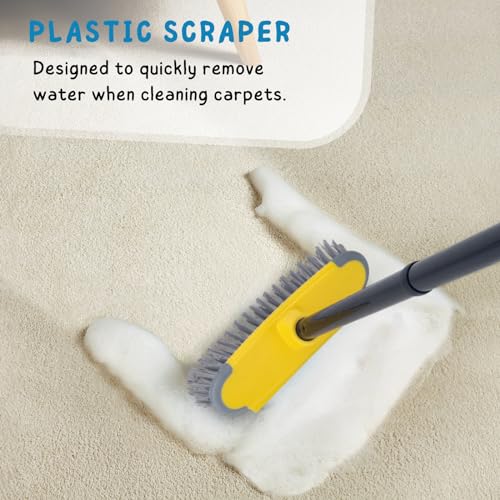 Deck Brush with Long Handle, 50'' Floor Scrub Broom for Shower, Patio