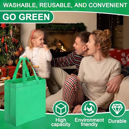 Windyun 50 Pcs Reusable Tote Bag Bulk 8 x 4 x 10 Inch, Green - color: Green