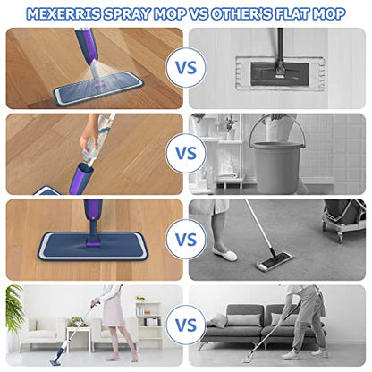 Spray Wet Mops for Floors Cleaning: Hardwood Floor Mop Refillable 2 Bottles - color: Purple