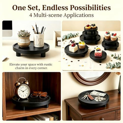 6 PCS 5/6/8 Inch Wooden Risers for Display Wood Pedestal Stand (Black) - color: Black