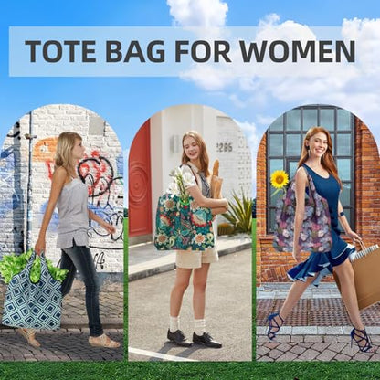 Foldable Reusable Shopping Bags,6 Pack Heavy Duty Tote for Grocery - color: 6pcs-styled