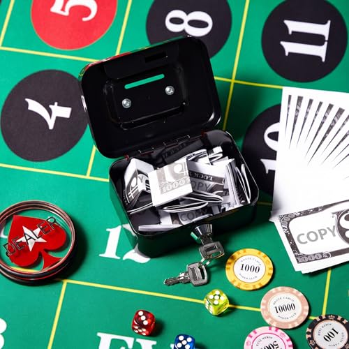 Reallnaive Metal Box for Gambler with 2 Keys Portable Safe Casino Pocket Sized Casino Cash Drop Box Metal Bank Stops the Addictive Urge