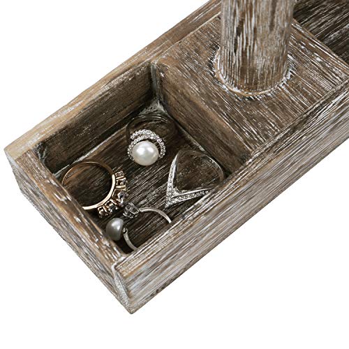 MOOCA Wooden Jewelry Display Bracelet Holder Display, 2- Compartment Tray - color: 6) Coffee, w/Tray-1pc