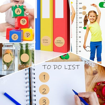 1" Kraft Paper Round Color Coding Label,1000 Stickers in Dispenser Box - color: Kraft Paper, size: 1 Roll-1000PCS