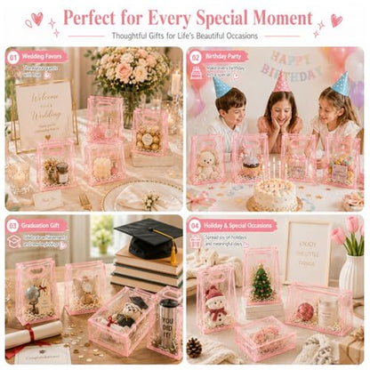 SHIPKEY 10 PCS Clear Gift Bags with Handles, Small Pink PVC Party Bag - color: Pink - Small