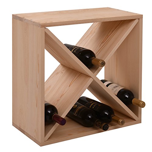 Y1LA 24 Bottle Wine Rack Holder Compact Cellar Cube Bar Storage Kitchen Decor Wood Display Home,Wine Storage Cube for Wood Crate in Natural (1, Natural-a)
