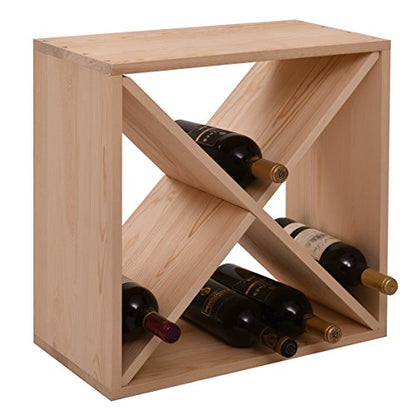 Y1LA 24 Bottle Wine Rack Holder Compact Cellar Cube Bar Storage Kitchen Decor Wood Display Home,Wine Storage Cube for Wood Crate in Natural (1, Natural-a)