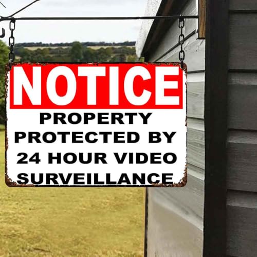 24 Hour Video Surveillance Vintage Aluminum Metal Sign 8 x 12 Inch