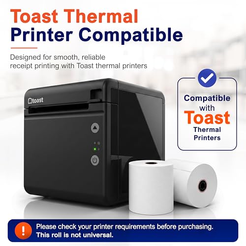 Thermal Printer Paper Roll for Toast TP200 Receipt Printer Point of Sale (12 rolls)