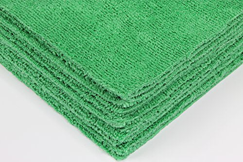 CleanAide Ultrasonic-Cut 300 GSM Microfiber Cleaning Towels, Lint-Free, Scratch-Free, Highly Absorbent, Durable & Reusable with Label-Free Edges for Auto, Home & Commercial Use, 14" x 14", 12-Pack, - color: Green
