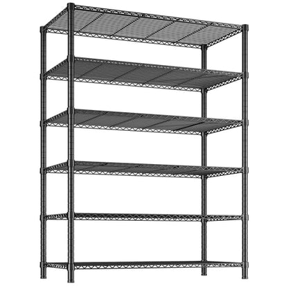 REIBII 75''H 6 Tier Wire Shelving,1800LBS Storage Shelves,Kitchen,Pantry - color: Black, size: 75"H x 35.5"W x 18"D 6 Tier