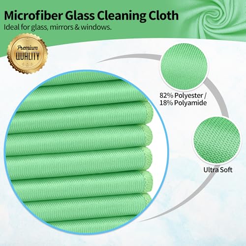 Microfiber Cleaning Cloth, 10 Pack Glasses Cleaning Cloth, 16" ×14" Window Cleaning Rags, Streak Free Lint Free Polishing Cloths Wipes for Eye Glass Stainless Steel Windshield, Sage Green - color: Sage Green, size: 16" x 14"