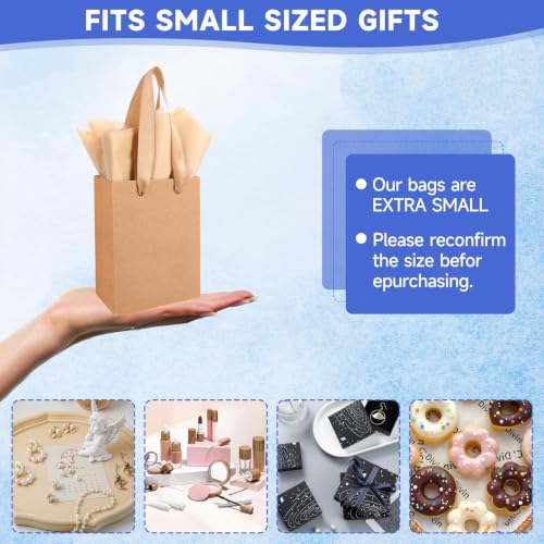 Ethhqu 50 PCS Small Gift Bags with Handles, 100 Tissue Paper 6.3"x4.7"x2.4" - color: Color mixing Small Gift Bags, size: 1 count (Pack of 50)