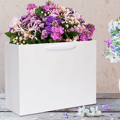 Plauthus 15.7" White Gift Bags, 3 Pack, Tissue Paper, Ribbon Handle - color: white-XL-3pcs