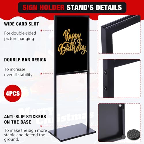 Blulu 4 Pcs Sign Stand Holder for Wedding, 19.6"x 27.5", Black - color: black
