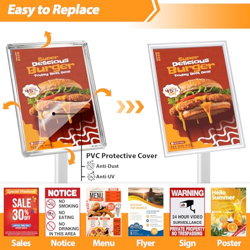 Sign Holder Stand 11x17 Inch, Heavy Duty Pedestal Floor Sign Stand - color: Silver, size: 11x17 in