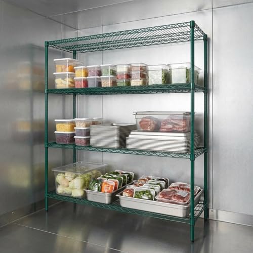 QUANTUM STORAGE SYSTEMS WR54-1248P-5 Starter Kit Wire Shelves Green Epoxy 5 Shelves 54" H x 48" W x 12" D - color: Green Epoxy, size: 54H x 48W x 12D