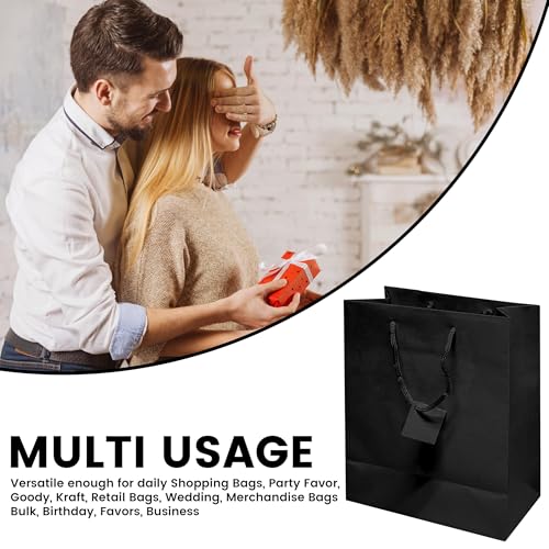 Novel Box Black Gift Bags with Handles 10 Pack 4.75x3.25x6.75 Inches - color: Black, size: Small