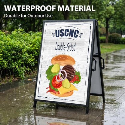 USCNC 24 x 36 Heavy Duty Slide-in Folding A-Frame Sidewalk Sign Black Coated Steel Metal Double-Sided Pavement Sign (Frame only)