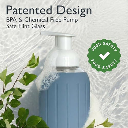 Foaming Glass Hand Soap Dispenser Pump Slate Blue 8oz - color: Slate Blue