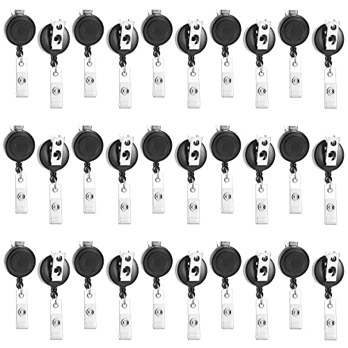 Retractable Badge Reels with Swivel Clip - Bulk Heavy Duty Badge Holders - color: Translucent Black