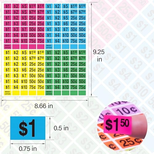2240 Pcs Garage Sale Stickers,1/2" X 3/4" Pre-Printed Yard Sale Tag Sticker - style: Rectangular - 2240pcs