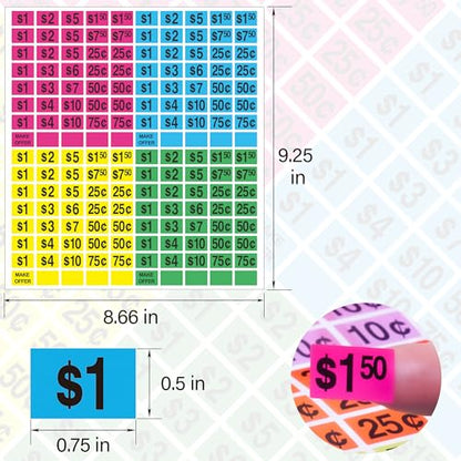 2240 Pcs Garage Sale Stickers,1/2" X 3/4" Pre-Printed Yard Sale Tag Sticker - style: Rectangular - 2240pcs