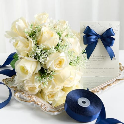Dark Blue Satin Ribbon, 1 Inch, 50 Yards - color: dark blue