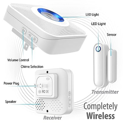 Fosmon WaveLink Wireless Doorbell Chime, 500ft Range, 1 Receiver 1 Sensor - style: 1 Receiver + 1 Door Sensor Transmitter