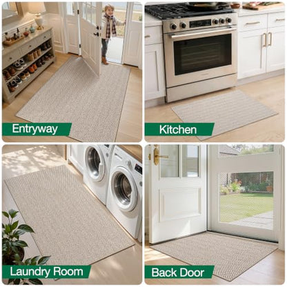 LUMI Ultra Thin Runner Rug for Hallway 2'8"x8', Entryway Rug, Beige - color: Beige, size: 2'8" x 8' (32"x96")