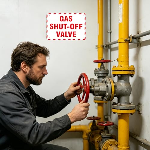 Gas Shut Off Valve Sign, 9.8X6.7IN Notice Gas Shut Off Warning Sticker - color: Gas Shut Off Valve 507