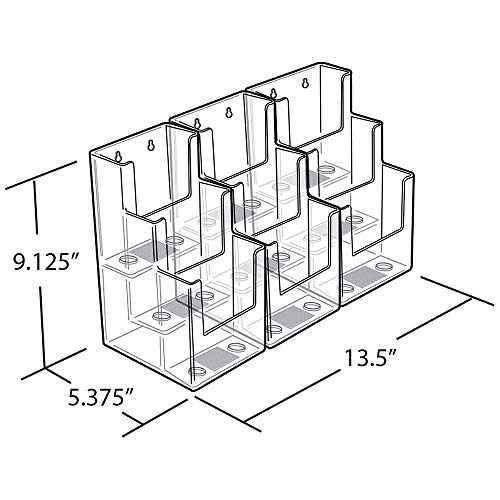 Azar Displays 252817 Three-Tier Nine-Pocket Trifold Brochure Holder, 2-Pack - size: 3 Tier 9 Pocket
