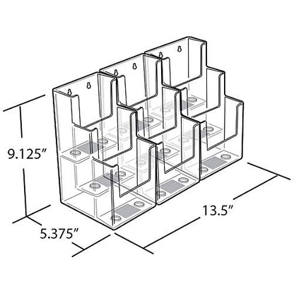 Azar Displays 252817 Three-Tier Nine-Pocket Trifold Brochure Holder, 2-Pack - size: 3 Tier 9 Pocket
