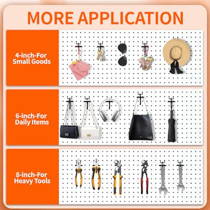 8" Pegboard Hooks with Label, 50Pcs Heavy Duty for 1/4" Board, Garage Storage - size: 8inch-50pcs