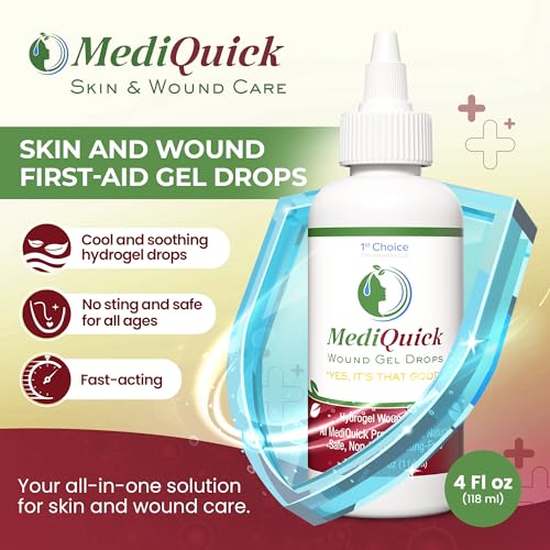 MediQuick Wound Care Hydrogel Drops - First Aid Drops with 12 Hours Action - size: Hydrogel Drops (4 Ounce)