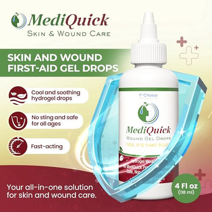 MediQuick Wound Care Hydrogel Drops - First Aid Drops with 12 Hours Action - size: Hydrogel Drops (4 Ounce)