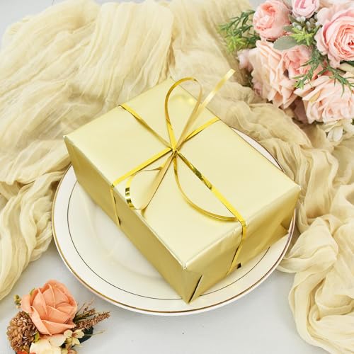 BEISHIDA Gold Wrapping Paper Roll, Metal Matte Solid Color Gift Wrapping Paper for Christmas Wedding Graduation Birthday(17inches X 32.8ft) - color: metallicmatte-gold