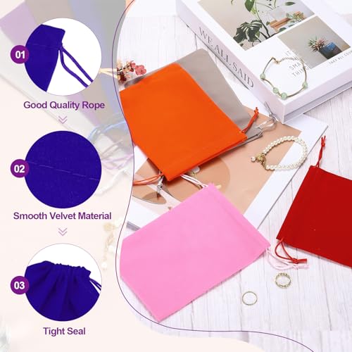 PATIKIL 6 Pcs Velvet Drawstring Bags, 8 x 10 Inch Large Velvet Cloth Jewelry Gift Pouches with Drawstring, Favor Candy Bag Dust Bag for Wedding Birthday Party Christmas, Blue - color: Blue