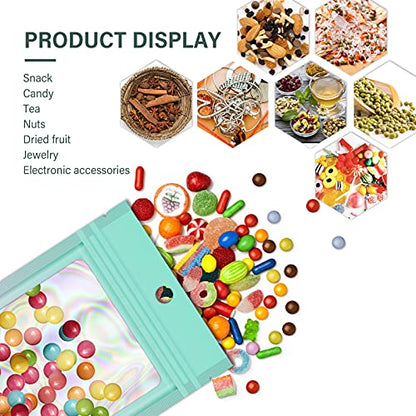 100 Pieces Reusable Bags Clear Window, Holographic Gradient Mylar Zip Bag - color: Hot Pink&Orange, size: 6.3x9.4 Inch