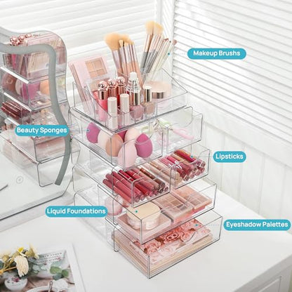 Vtopmart 5 Tier Clear Makeup Organizer with 6 Drawers - style: 5 Tier (2 Sizes Drawer)