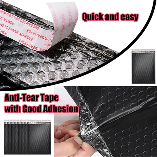 50 PCS Bubble Mailers, Black Poly Padded Envelopes,3 Sizes
