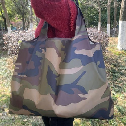 Large Capacity Unisex Tote Bag,Foldable Tote Nylon Reusable Grocery Bags,with Camouflage Pattern for Shopping,Travel,Camping - color: Camouflage