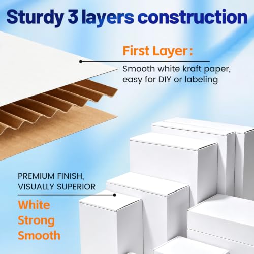 Wowxyz 14x8x5" Shipping Boxes 20 Pack White Corrugated Cardboard Box - size: 14x8x5"