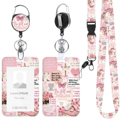 Christian Butterfly Lanyard with ID Holder and Retractable Badge Reel - color: Christian Butterfly