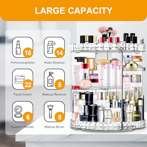 Makeup Organizer 360 Degree Rotating 7 Adjustable Layers Large Capacity Cosmetic Organizer Transparent Make Up Organizers and Storage