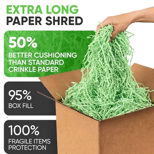 1 Cu Ft Ready To Ship Carton with Light Green Crinkle Paper 12x12x12" - color: Light Green, size: Single Wall Box