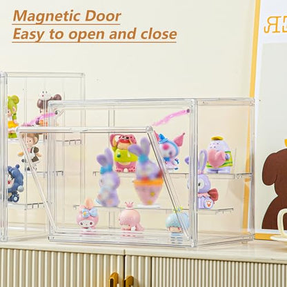 Small 3 Layer Acrylic Display Case Stackable Box for Collectibles,4 Pack - size: Small 4 Pack