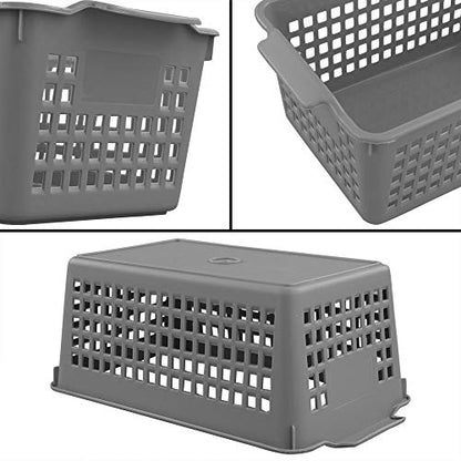 4 Packs Small Plastic Storage Baskets Set, Grey - size: shelf baskets