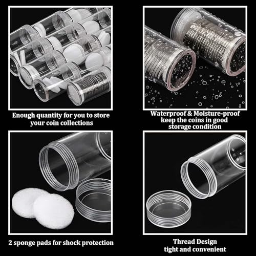 12 Pcs Round Coin Tubes with Storage Box